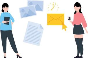 The girl is working on the documents. vector
