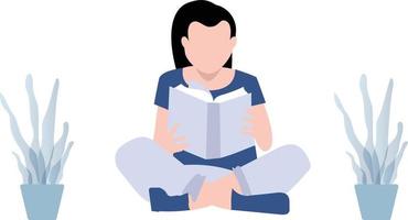 The girl is reading the book. vector