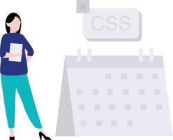 The girl is working on CSS. vector