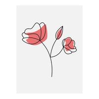 arte lineal del boceto de flores. ilustración vectorial abstracta dibujada a mano. Diseños de arte de plantas abstractas para imprimir cubiertas de decoración del hogar fondos de pantalla carteles arte de pared mínimo y natural vector