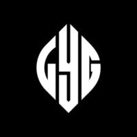 LYG circle letter logo design with circle and ellipse shape. LYG ellipse letters with typographic style. The three initials form a circle logo. LYG Circle Emblem Abstract Monogram Letter Mark Vector. vector