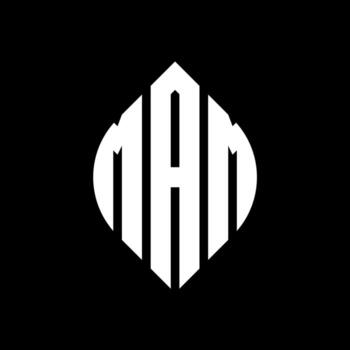 MAM circle letter logo design with circle and ellipse shape. MAM ellipse letters with typographic style. The three initials form a circle logo. MAM Circle Emblem Abstract Monogram Letter Mark Vector. vector