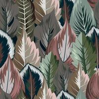 Seamless pattern with tropical beautiful leaves exotic background vector