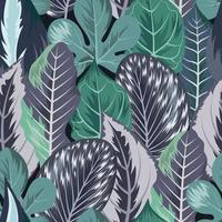 Seamless pattern with tropical beautiful leaves exotic background vector