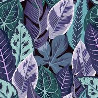 Seamless pattern with tropical beautiful leaves exotic background vector