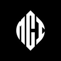 MCI circle letter logo design with circle and ellipse shape. MCI ellipse letters with typographic style. The three initials form a circle logo. MCI Circle Emblem Abstract Monogram Letter Mark Vector. vector