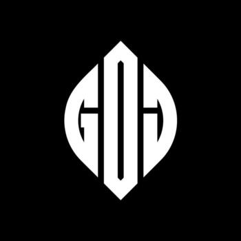 GOJ circle letter logo design with circle and ellipse shape. GOJ ellipse letters with typographic style. The three initials form a circle logo. GOJ Circle Emblem Abstract Monogram Letter Mark Vector. vector
