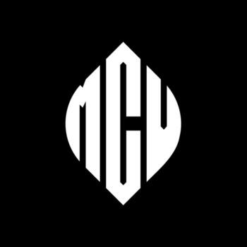 MCV circle letter logo design with circle and ellipse shape. MCV ellipse letters with typographic style. The three initials form a circle logo. MCV Circle Emblem Abstract Monogram Letter Mark Vector. vector