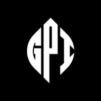 GPI circle letter logo design with circle and ellipse shape. GPI ellipse letters with typographic style. The three initials form a circle logo. GPI Circle Emblem Abstract Monogram Letter Mark Vector. vector