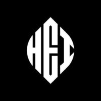 HEI circle letter logo design with circle and ellipse shape. HEI ellipse letters with typographic style. The three initials form a circle logo. HEI Circle Emblem Abstract Monogram Letter Mark Vector. vector