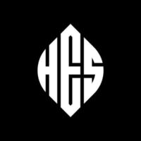 HES circle letter logo design with circle and ellipse shape. HES ellipse letters with typographic style. The three initials form a circle logo. HES Circle Emblem Abstract Monogram Letter Mark Vector. vector