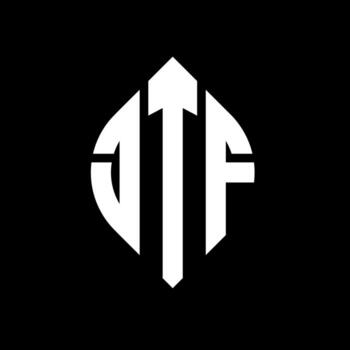 JTF circle letter logo design with circle and ellipse shape. JTF ellipse letters with typographic style. The three initials form a circle logo. JTF Circle Emblem Abstract Monogram Letter Mark Vector. vector