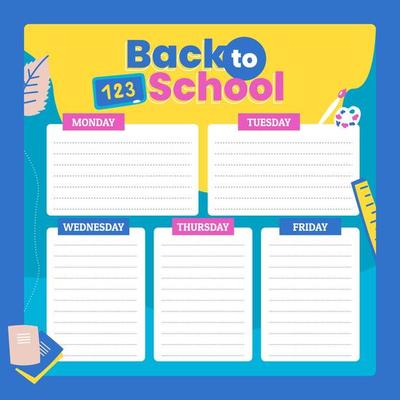 Back to school timetable template