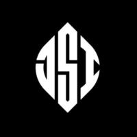 JSI circle letter logo design with circle and ellipse shape. JSI ellipse letters with typographic style. The three initials form a circle logo. JSI Circle Emblem Abstract Monogram Letter Mark Vector. vector