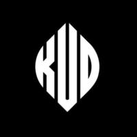 diseño de logotipo de letra de círculo kud con forma de círculo y elipse. Letras de elipse kud con estilo tipográfico. las tres iniciales forman un logo circular. vector de marca de letra de monograma abstracto del emblema del círculo kud.
