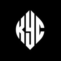 KYC circle letter logo design with circle and ellipse shape. KYC ellipse letters with typographic style. The three initials form a circle logo. KYC Circle Emblem Abstract Monogram Letter Mark Vector. vector
