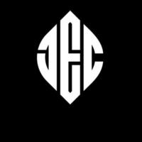JEC circle letter logo design with circle and ellipse shape. JEC ellipse letters with typographic style. The three initials form a circle logo. JEC Circle Emblem Abstract Monogram Letter Mark Vector. vector