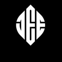 diseño del logotipo de la letra del círculo jee con forma de círculo y elipse. jee letras elipses con estilo tipográfico. las tres iniciales forman un logo circular. vector de marca de letra de monograma abstracto de emblema de círculo de jee.
