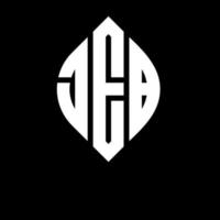 JEB circle letter logo design with circle and ellipse shape. JEB ellipse letters with typographic style. The three initials form a circle logo. JEB Circle Emblem Abstract Monogram Letter Mark Vector. vector