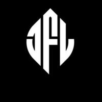 JFL circle letter logo design with circle and ellipse shape. JFL ellipse letters with typographic style. The three initials form a circle logo. JFL Circle Emblem Abstract Monogram Letter Mark Vector. vector