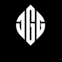 JGG circle letter logo design with circle and ellipse shape. JGG ellipse letters with typographic style. The three initials form a circle logo. JGG Circle Emblem Abstract Monogram Letter Mark Vector. vector