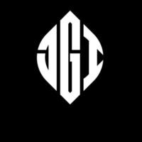 JGI circle letter logo design with circle and ellipse shape. JGI ellipse letters with typographic style. The three initials form a circle logo. JGI Circle Emblem Abstract Monogram Letter Mark Vector. vector