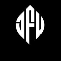 JFW circle letter logo design with circle and ellipse shape. JFW ellipse letters with typographic style. The three initials form a circle logo. JFW Circle Emblem Abstract Monogram Letter Mark Vector. vector
