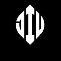 JIW circle letter logo design with circle and ellipse shape. JIW ellipse letters with typographic style. The three initials form a circle logo. JIW Circle Emblem Abstract Monogram Letter Mark Vector. vector