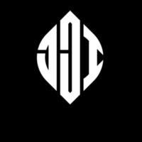 JJI circle letter logo design with circle and ellipse shape. JJI ellipse letters with typographic style. The three initials form a circle logo. JJI Circle Emblem Abstract Monogram Letter Mark Vector. vector