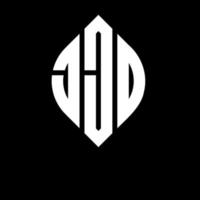 JJO circle letter logo design with circle and ellipse shape. JJO ellipse letters with typographic style. The three initials form a circle logo. JJO Circle Emblem Abstract Monogram Letter Mark Vector. vector