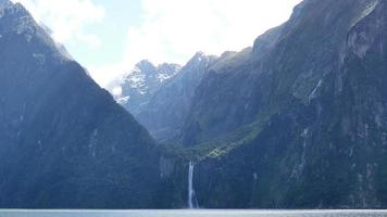 Waterfall at Milford Sound, South Island, New Zealand video