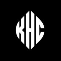 KHC circle letter logo design with circle and ellipse shape. KHC ellipse letters with typographic style. The three initials form a circle logo. KHC Circle Emblem Abstract Monogram Letter Mark Vector. vector