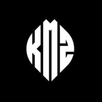Diseño de logotipo de letra circular kmz con forma de círculo y elipse. kmz letras elipses con estilo tipográfico. las tres iniciales forman un logo circular. vector de marca de letra de monograma abstracto del emblema del círculo kmz.