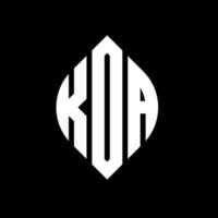 diseño de logotipo de letra circular koa con forma de círculo y elipse. letras elipses koa con estilo tipográfico. las tres iniciales forman un logo circular. vector de marca de letra de monograma abstracto del emblema del círculo de koa.