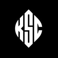 KSC circle letter logo design with circle and ellipse shape. KSC ellipse letters with typographic style. The three initials form a circle logo. KSC Circle Emblem Abstract Monogram Letter Mark Vector. vector