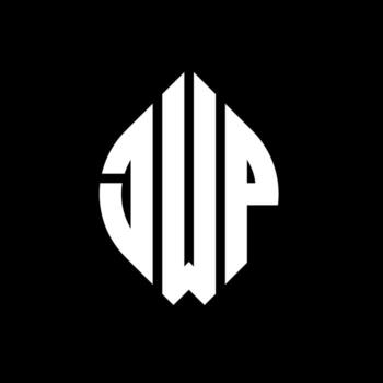 JWP circle letter logo design with circle and ellipse shape. JWP ellipse letters with typographic style. The three initials form a circle logo. JWP Circle Emblem Abstract Monogram Letter Mark Vector. vector