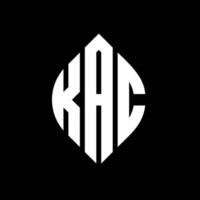 KAC circle letter logo design with circle and ellipse shape. KAC ellipse letters with typographic style. The three initials form a circle logo. KAC Circle Emblem Abstract Monogram Letter Mark Vector. vector