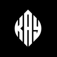 diseño de logotipo de letra de círculo kay con forma de círculo y elipse. kay elipse letras con estilo tipográfico. las tres iniciales forman un logo circular. vector de marca de letra de monograma abstracto del emblema del círculo kay.