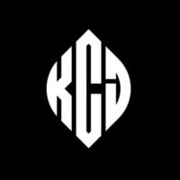 KCJ circle letter logo design with circle and ellipse shape. KCJ ellipse letters with typographic style. The three initials form a circle logo. KCJ Circle Emblem Abstract Monogram Letter Mark Vector. vector