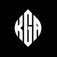 KGA circle letter logo design with circle and ellipse shape. KGA ellipse letters with typographic style. The three initials form a circle logo. KGA Circle Emblem Abstract Monogram Letter Mark Vector. vector