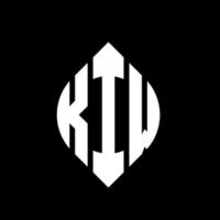diseño de logotipo de letra de círculo kiw con forma de círculo y elipse. letras de elipse kiw con estilo tipográfico. las tres iniciales forman un logo circular. vector de marca de letra de monograma abstracto del emblema del círculo de kiw.