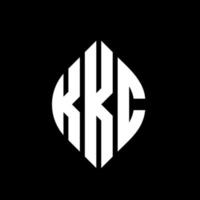 diseño de logotipo de letra circular kkc con forma de círculo y elipse. letras elipses kkc con estilo tipográfico. las tres iniciales forman un logo circular. vector de marca de letra de monograma abstracto del emblema del círculo kkc.