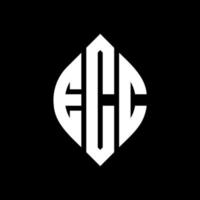 ECC circle letter logo design with circle and ellipse shape. ECC ellipse letters with typographic style. The three initials form a circle logo. ECC Circle Emblem Abstract Monogram Letter Mark Vector. vector