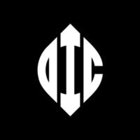 DIC circle letter logo design with circle and ellipse shape. DIC ellipse letters with typographic style. The three initials form a circle logo. DIC Circle Emblem Abstract Monogram Letter Mark Vector. vector