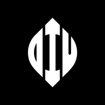 DIV circle letter logo design with circle and ellipse shape. DIV ellipse letters with typographic style. The three initials form a circle logo. DIV Circle Emblem Abstract Monogram Letter Mark Vector. vector