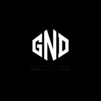 GND letter logo design with polygon shape. GND polygon and cube shape logo design. GND hexagon vector logo template white and black colors. GND monogram, business and real estate logo.