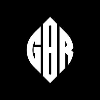 GBR circle letter logo design with circle and ellipse shape. GBR ellipse letters with typographic style. The three initials form a circle logo. GBR Circle Emblem Abstract Monogram Letter Mark Vector. vector