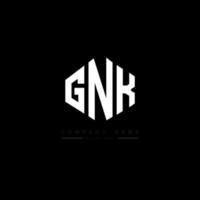 GNK letter logo design with polygon shape. GNK polygon and cube shape logo design. GNK hexagon vector logo template white and black colors. GNK monogram, business and real estate logo.