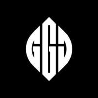 GGJ circle letter logo design with circle and ellipse shape. GGJ ellipse letters with typographic style. The three initials form a circle logo. GGJ Circle Emblem Abstract Monogram Letter Mark Vector. vector