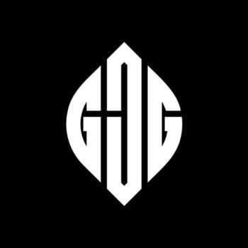 GJG circle letter logo design with circle and ellipse shape. GJG ellipse letters with typographic style. The three initials form a circle logo. GJG Circle Emblem Abstract Monogram Letter Mark Vector. vector